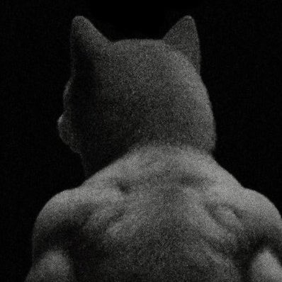 LOCKINU's focused Inu mascot seen from behind